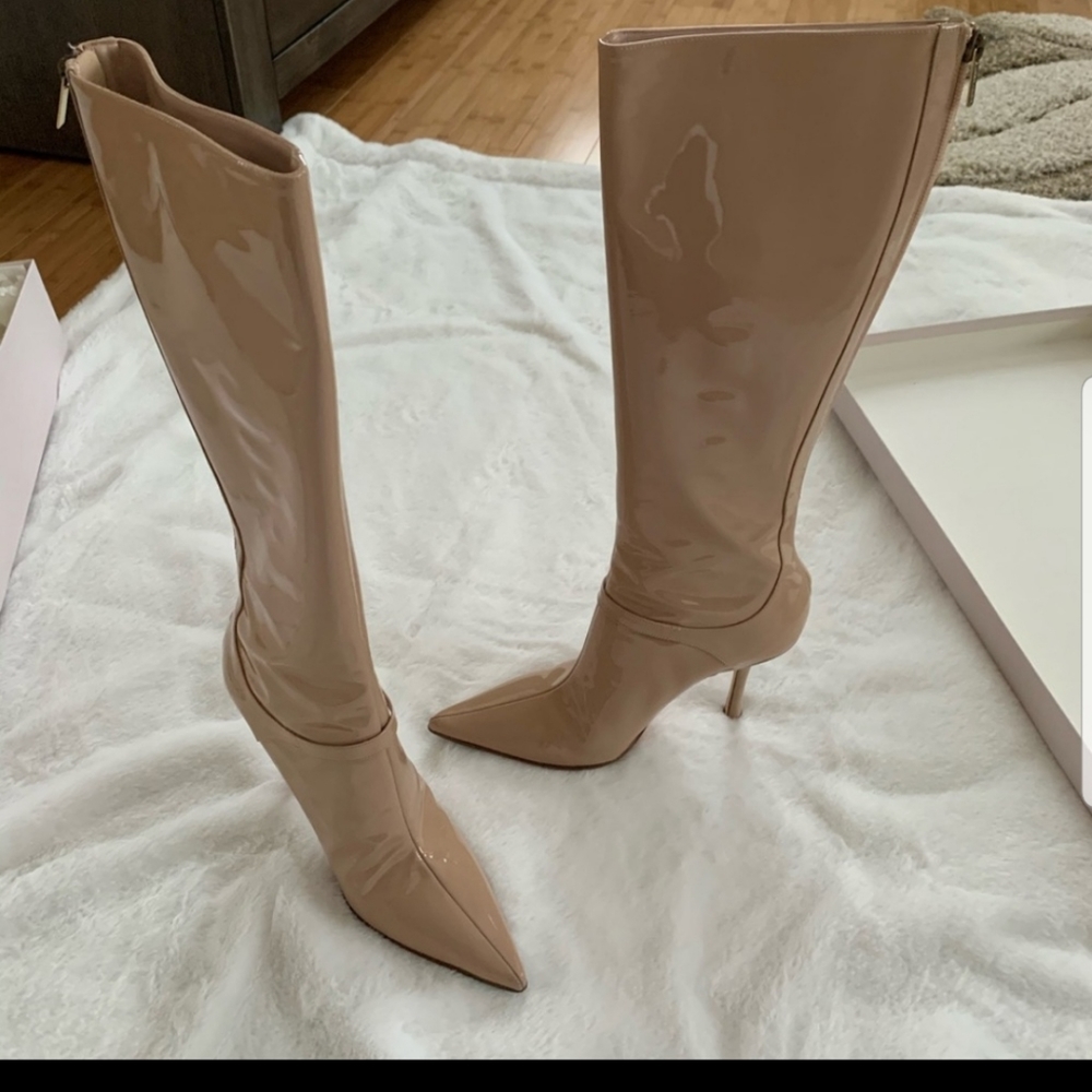 Jimmy Choo Nude Patent Leather Boots